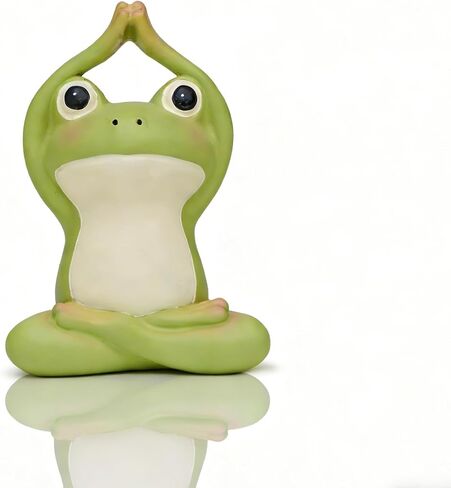 Zen Frog Figurine Yoga Meditation Room Calming Decoration, Cute 4 inch Lotus Meditation Green Frog Knick Knack Bathroom Shelf Decoration in Saudi Arabia