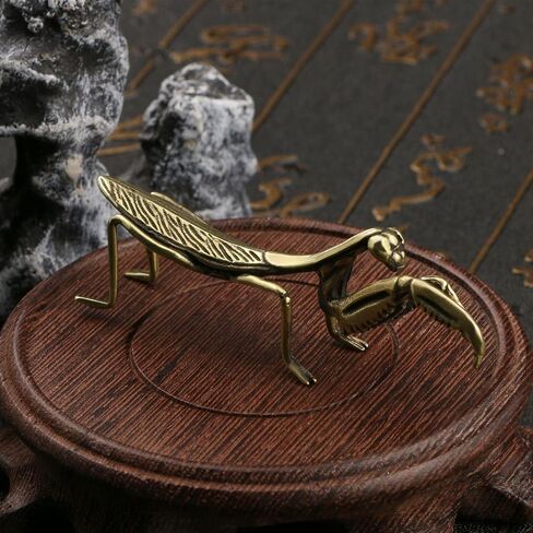 Vintage Solid Brass Insect Figurine – Mini Mantis Sculpture for Home & Office Desk Decor, Collectible Gift for Nature Lovers in Kuwait