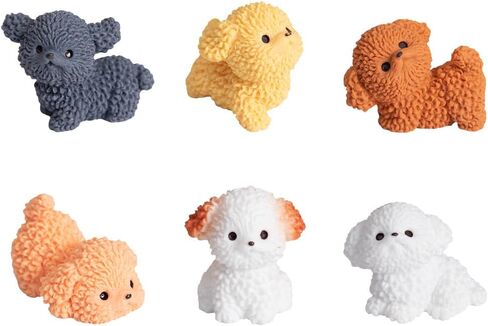6Pcs Cute Poodle Resin Dog Figurines - Mini Pet Puppies for Fairytale Garden, Eco Bottle DIY Projects, Birthday Cakes, Car Accessories, Home/Office Decoration from Dog Hobby Collector in Kuwait