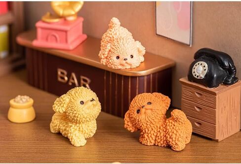 6Pcs Cute Poodle Resin Dog Figurines - Mini Pet Puppies for Fairytale Garden, Eco Bottle DIY Projects, Birthday Cakes, Car Accessories, Home/Office Decoration from Dog Hobby Collector in Kuwait