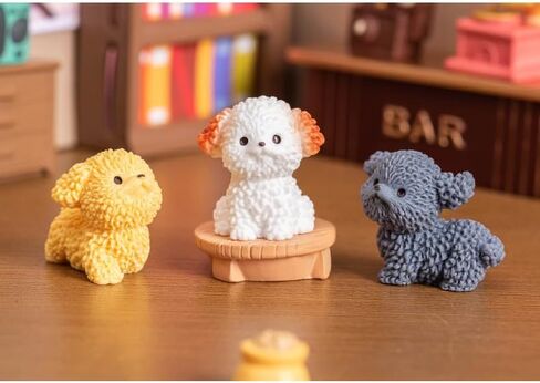 6Pcs Cute Poodle Resin Dog Figurines - Mini Pet Puppies for Fairytale Garden, Eco Bottle DIY Projects, Birthday Cakes, Car Accessories, Home/Office Decoration from Dog Hobby Collector in Kuwait