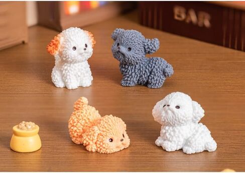 6Pcs Cute Poodle Resin Dog Figurines - Mini Pet Puppies for Fairytale Garden, Eco Bottle DIY Projects, Birthday Cakes, Car Accessories, Home/Office Decoration from Dog Hobby Collector in Kuwait