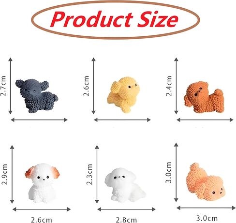 6Pcs Cute Poodle Resin Dog Figurines - Mini Pet Puppies for Fairytale Garden, Eco Bottle DIY Projects, Birthday Cakes, Car Accessories, Home/Office Decoration from Dog Hobby Collector in Kuwait