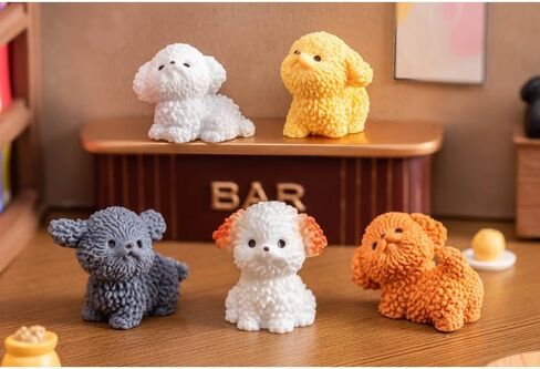 6Pcs Cute Poodle Resin Dog Figurines - Mini Pet Puppies for Fairytale Garden, Eco Bottle DIY Projects, Birthday Cakes, Car Accessories, Home/Office Decoration from Dog Hobby Collector in Kuwait
