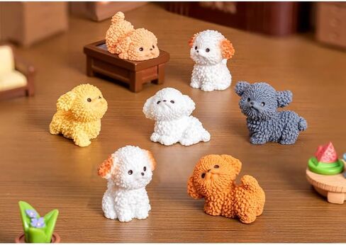 6Pcs Cute Poodle Resin Dog Figurines - Mini Pet Puppies for Fairytale Garden, Eco Bottle DIY Projects, Birthday Cakes, Car Accessories, Home/Office Decoration from Dog Hobby Collector in Kuwait