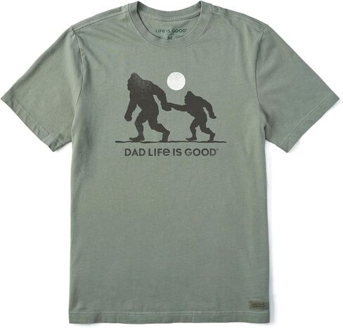 Life is Good Men's Father's Day Crusher-Lite Tee Shirt, Short Sleeve Cotton Graphic T-Shirts, Bigfoot Dad Life, Moss Green, XXL in Kuwait