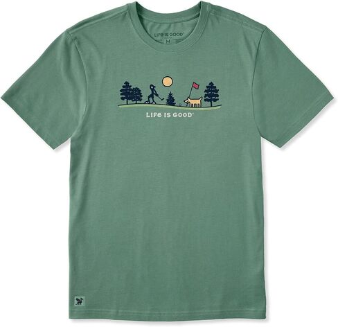 Life is Good. Men's Putter Golf Vista Short Sleeve Crusher Tee, Granite Green in Kuwait