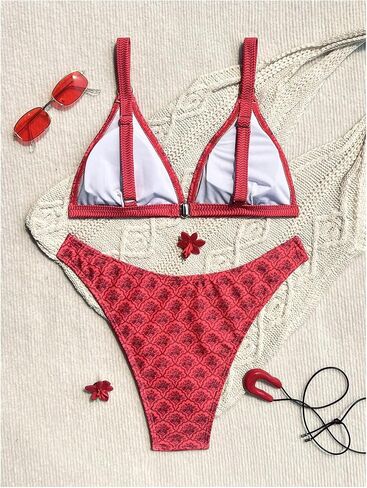 GORGLITTER Women's Boho Cheeky Bikini Sets 2 Piece Floral High Cut Triangle Swimsuit Resort Wear Beach Bathing Suit in Kuwait