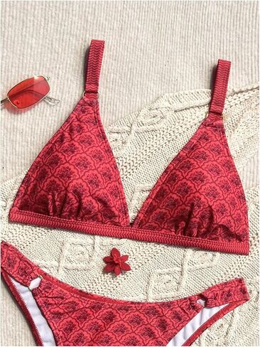 GORGLITTER Women's Boho Cheeky Bikini Sets 2 Piece Floral High Cut Triangle Swimsuit Resort Wear Beach Bathing Suit in Kuwait