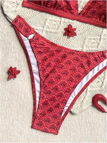 GORGLITTER Women's Boho Cheeky Bikini Sets 2 Piece Floral High Cut Triangle Swimsuit Resort Wear Beach Bathing Suit in Kuwait