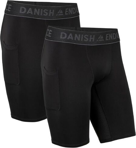 شورت ضغط للرجال من DANISH ENDURANCE، لباس ضيق للجري مع جيب، قطعتان in Kuwait