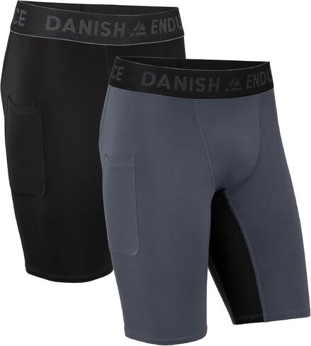 شورت ضغط للرجال من DANISH ENDURANCE، لباس ضيق للجري مع جيب، قطعتان in Kuwait