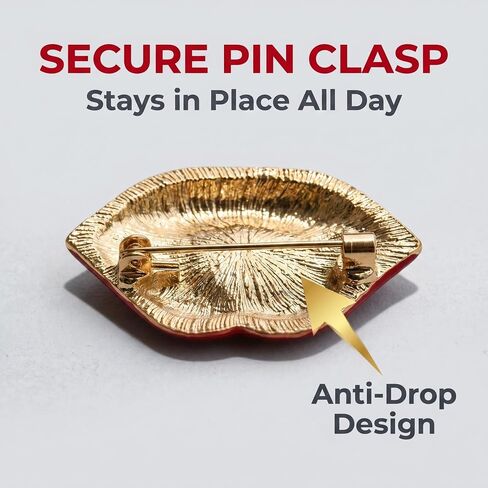 Fashion Red Lip Brooch for Women, Alloy Cute Lip & Teeth Design Brooch Pin, Trendy Statement Brooch Whimsical Accessories for Dresses Sweaters in Saudi Arabia