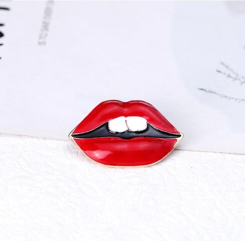 Fashion Red Lip Brooch for Women, Alloy Cute Lip & Teeth Design Brooch Pin, Trendy Statement Brooch Whimsical Accessories for Dresses Sweaters in Saudi Arabia