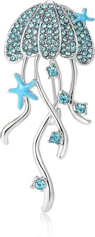 Fashion Rhinestone Jellyfish Brooch for Women Marine Life Brooch Pin for Bag, Sweater, Coat, Hat, Shoes, Dress, Suit,Summer Vacation Gift in Saudi Arabia