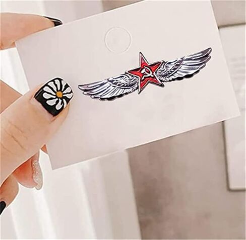 LAOSEP Red Star Wing Badge Brooch Pin - 30mm*20mm, Alloy Metal, Butterfly Clasp, Unisex, USSR, Russian Fleet, Civil, Collar Pin, Hat Badge in Saudi Arabia