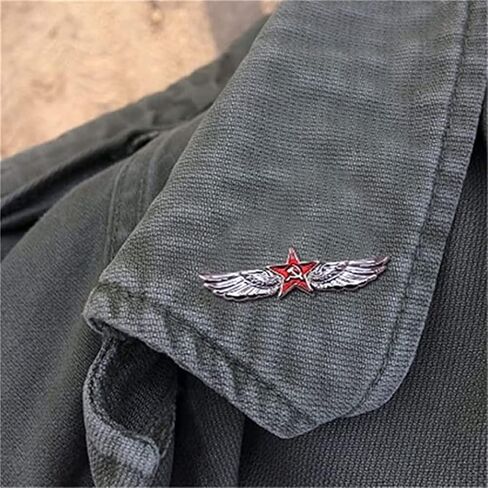 LAOSEP Red Star Wing Badge Brooch Pin - 30mm*20mm, Alloy Metal, Butterfly Clasp, Unisex, USSR, Russian Fleet, Civil, Collar Pin, Hat Badge in Saudi Arabia