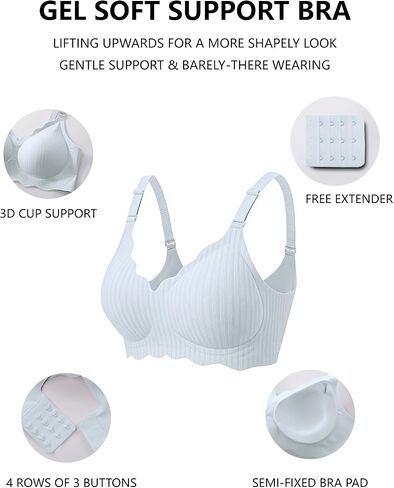 COCOMARTS Jelly Bras for Women No Underwire Scalloped Push Up Wireless Bralettes Seamless Soft Comfort Everyday Tshirt Bra in Kuwait