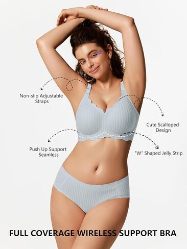 COCOMARTS Jelly Bras for Women No Underwire Scalloped Push Up Wireless Bralettes Seamless Soft Comfort Everyday Tshirt Bra in Kuwait