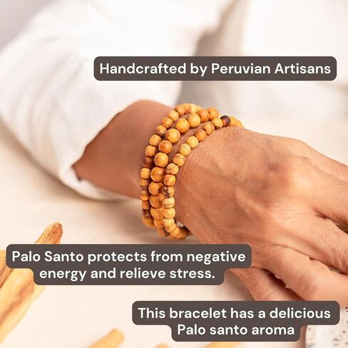 Handmade Palo Santo Bracelet, Unisex | Peru, Aromatherapy, Negative Energy Protection in Kuwait