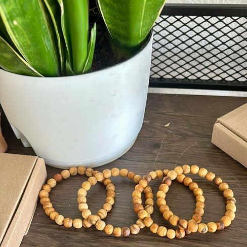Handmade Palo Santo Bracelet, Unisex | Peru, Aromatherapy, Negative Energy Protection in Kuwait