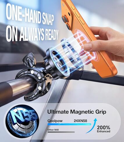 CoolPow Gym Magnetic حامل الهاتف MATTE FOR MAGSAFE 【مغناطيسات قوية】 Climpler حامل الهاتف القابل للتعديل ، مع معدات الصالة الرياضية ، عربة ، عربة التسوق ، جهاز المشي لجهاز iPhone 16 Pro Max 15 14 Plus in Kuwait