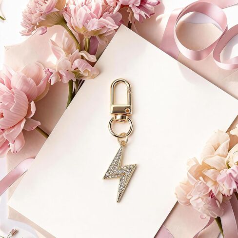 Lightning Keychain Gold Keychain Crystal Bag Charm Bling Gifts for Women Crystal Gifts for Women Birthday Christmas in Kuwait