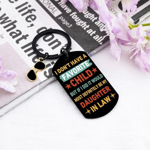 Father in Law Fathers Day Gift from Daughter in Law Father in Law Gifts from Daughter in Law Anniversary Wedding Gifts for Women Men Keychain My Daughter-In-Law Is My Favorite Child Keychain in Saudi Arabia