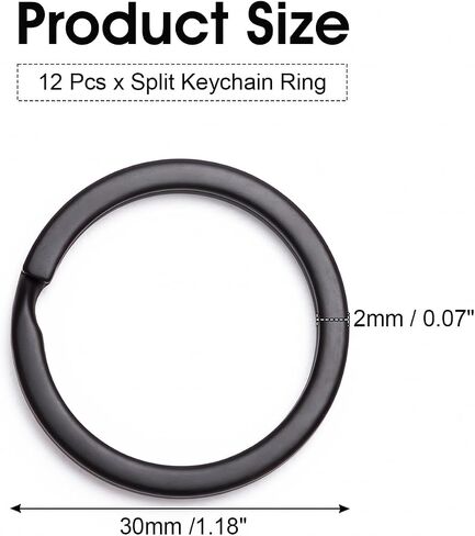 12 Pack 30mm Heavy Duty Black Split Key Rings Heat Anodized Flat Rings For Car Keys Keychains in Saudi Arabia