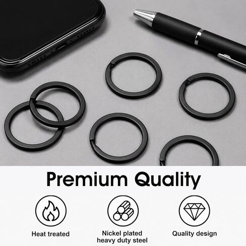 12 Pack 30mm Heavy Duty Black Split Key Rings Heat Anodized Flat Rings For Car Keys Keychains in Saudi Arabia