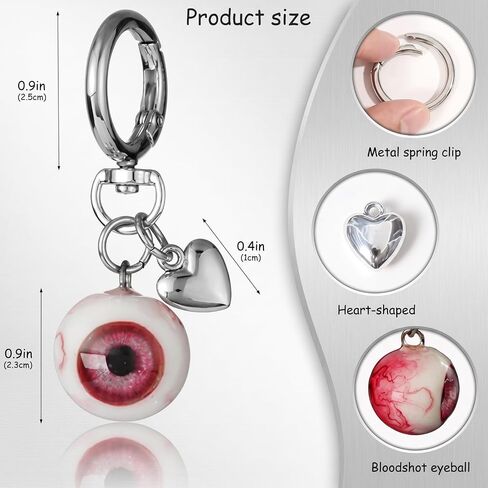 Goth Keychain, Horror Eyeball Bag Charms, Halloween Purse Charms Accessories, Gothic Heart keychain Key Ring, Funny Weird Halloween Gifts for Friends, Party & Everyday Use for Men Women in Saudi Arabia