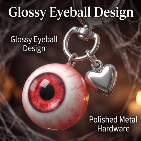 Goth Keychain, Horror Eyeball Bag Charms, Halloween Purse Charms Accessories, Gothic Heart keychain Key Ring, Funny Weird Halloween Gifts for Friends, Party & Everyday Use for Men Women in Saudi Arabia
