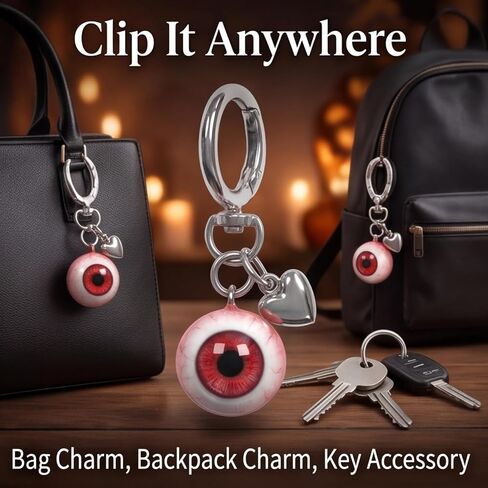Goth Keychain, Horror Eyeball Bag Charms, Halloween Purse Charms Accessories, Gothic Heart keychain Key Ring, Funny Weird Halloween Gifts for Friends, Party & Everyday Use for Men Women in Saudi Arabia
