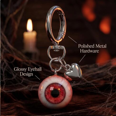 Goth Keychain, Horror Eyeball Bag Charms, Halloween Purse Charms Accessories, Gothic Heart keychain Key Ring, Funny Weird Halloween Gifts for Friends, Party & Everyday Use for Men Women in Saudi Arabia