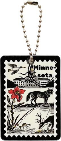 Minnesota Souvenirs Fashion Forever Stamps Keychain - Decorative Postage With Key Ring - Forever Stamps Spot M in Kuwait
