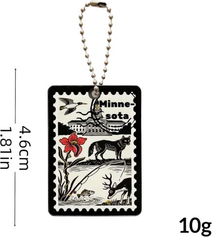 Minnesota Souvenirs Fashion Forever Stamps Keychain - Decorative Postage With Key Ring - Forever Stamps Spot M in Kuwait
