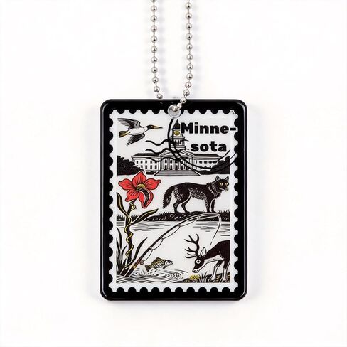 Minnesota Souvenirs Fashion Forever Stamps Keychain - Decorative Postage With Key Ring - Forever Stamps Spot M in Kuwait