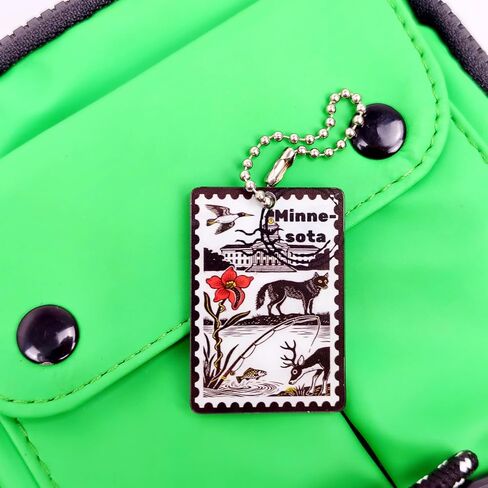 Minnesota Souvenirs Fashion Forever Stamps Keychain - Decorative Postage With Key Ring - Forever Stamps Spot M in Kuwait