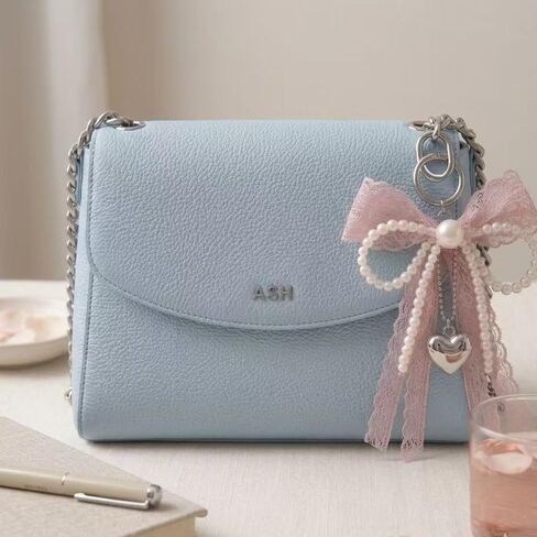 Cute Lace Bow Bag Charm Y2K Coquette Aesthetic Pearl Bow Keychain Heart Purse Totebag Accessorie for Women in Saudi Arabia