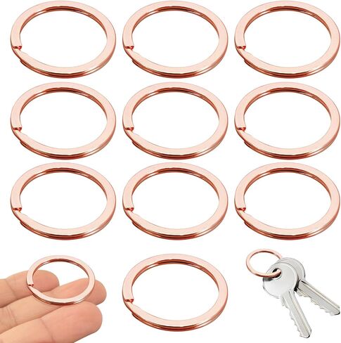 10 Pack Key Ring Keychain 1-1/4 inch (32mm) Diameter Metal Flat Split Key Chains Rings for Home Car Dog Tag Office Lanyards Keys Attachment (Golden) in Saudi Arabia