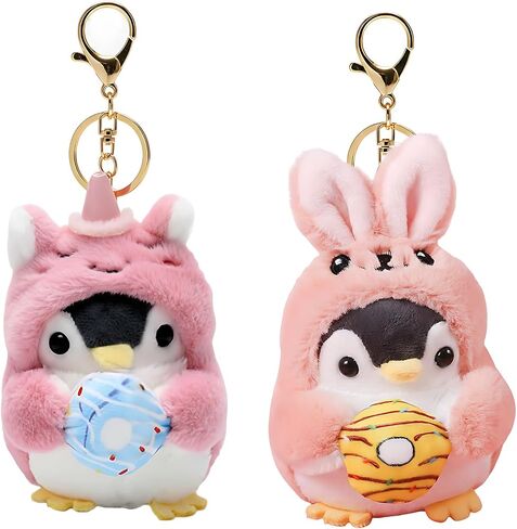 2 PCS Penguin Keychain, Penguin Keychains with Unicorn and Bunny Costumes, Cute Penguin Key Chains for Bag Decorations, Penguin Keychain for Gifts and Party Favors in Saudi Arabia