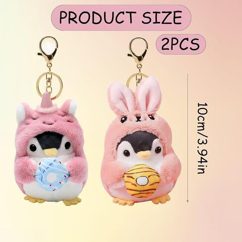2 PCS Penguin Keychain, Penguin Keychains with Unicorn and Bunny Costumes, Cute Penguin Key Chains for Bag Decorations, Penguin Keychain for Gifts and Party Favors in Saudi Arabia