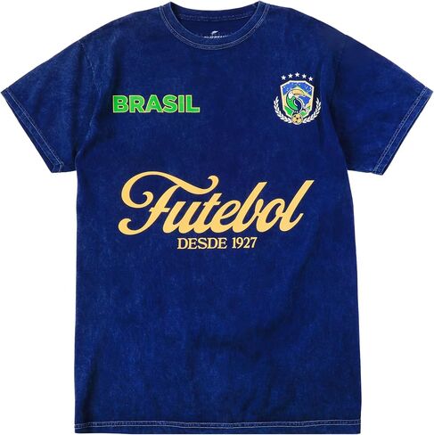 Homestand Brasil Futebol 10 Adult Navy Mineral Wash Crew Neck Short Sleeve T-Shirt in Kuwait