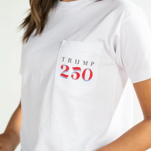 Trump 250, Pocket T-Shirt, White in Saudi Arabia