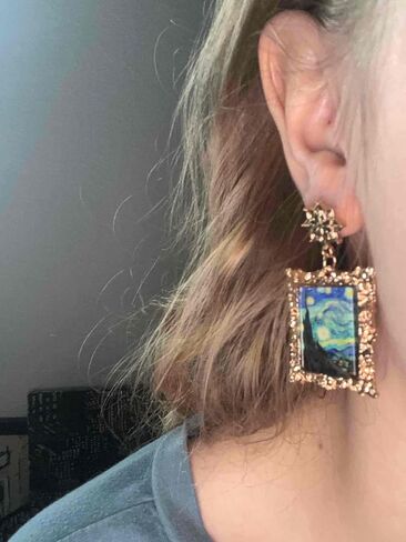 Stainles Stell Metal Vintage Art Starry Sky Oil Painting Earrings Earrings Style Personality Retro Fashion Stud Ms Jewelry Accessories Trendy Creative Gift For Women And Men in Saudi Arabia