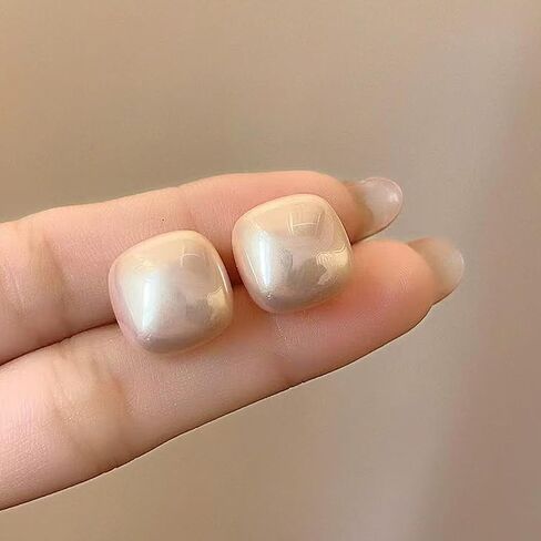 RITIM Freshwater Cultured Pearl Earrings, Hypoallergenic Sugar Cube Pearl Stud Earrings Nickel-Free Button Earrings for Women, Perfect Stage Jewelry for Dance Competitions, Opera, Weddings & Gifts in Saudi Arabia
