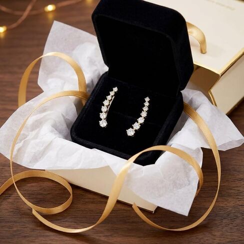 Cubic Zirconia Ear Climber Earrings - 7 Stone Curved Crawler Jewelry for Women, Elegant Gift for Weddings and Special Occasions in Saudi Arabia