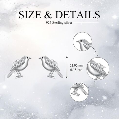 925 Sterling Silver Bird Stud Earrings for Women Cute Animal Jewelry for Mom Wife in Saudi Arabia