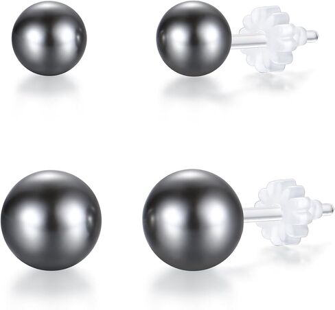 6mm & 8mm Faux Pearl Stud Earrings for Women Sensitive Ears – Hypoallergenic Plastic Earrings for Surgery, Lightweight Metal-Free Resin Earrings, Comfort Daily Wedding Birthday Gift in Saudi Arabia