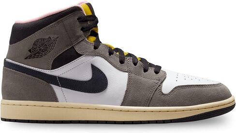 حذاء Air Jordan 1 Mid SE Cave Stone للرجال لايف ستايل (أبيض/حجر الكهف/كبريت داكن/رمادي زيتي) مقاس 8.5 in Kuwait